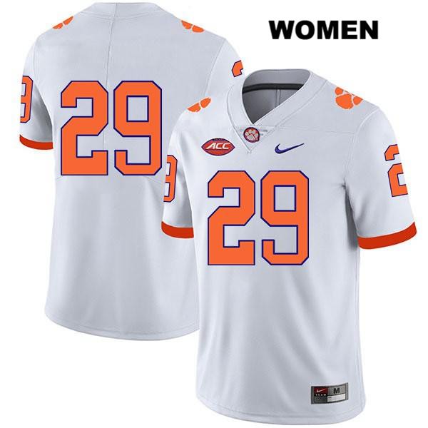 Women's Clemson Tigers #29 Michael Becker Stitched White Legend Authentic Nike No Name NCAA College Football Jersey GXM7746BL